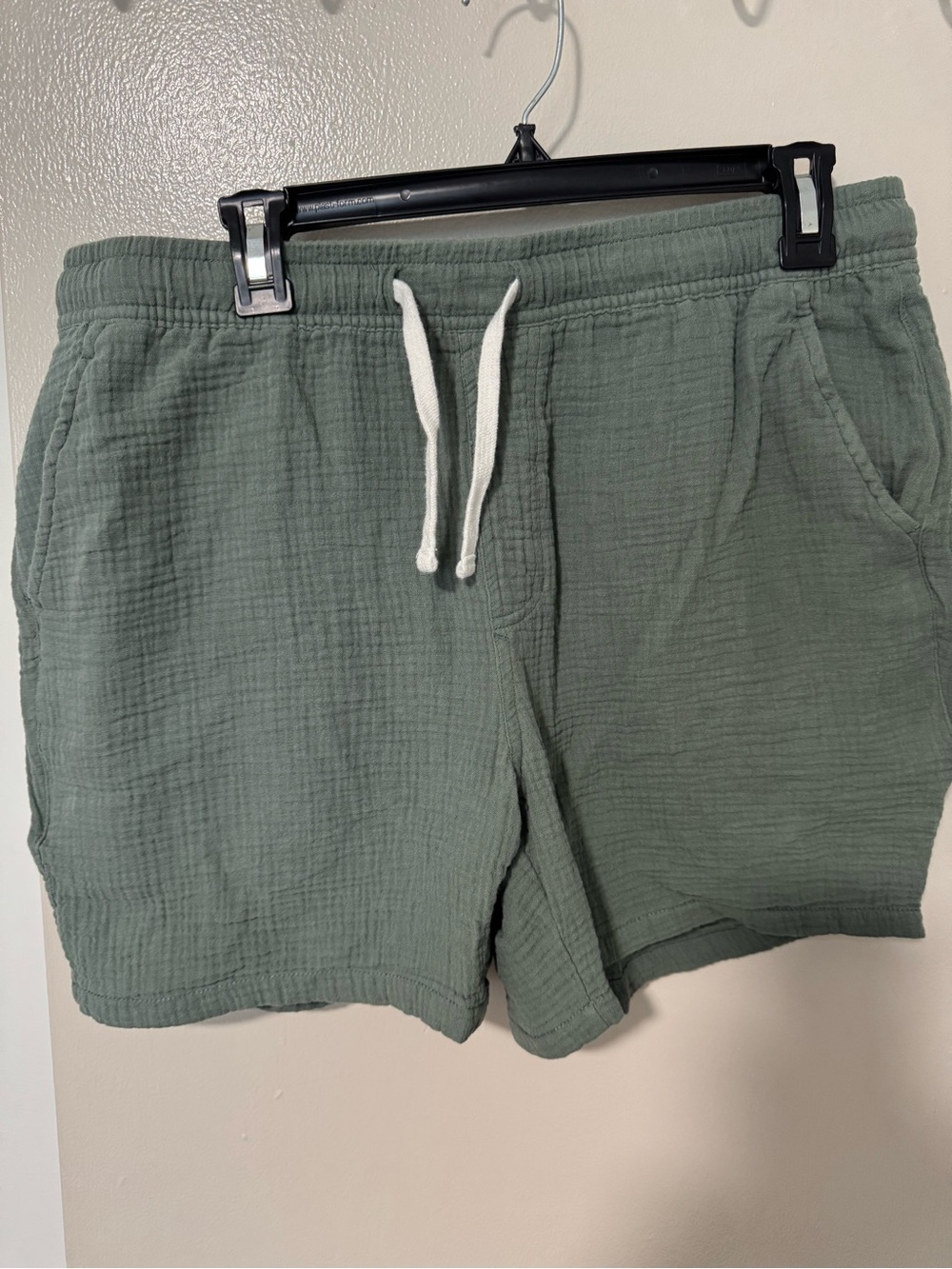 Laguna B Olive Drawstring Athletic Shorts with White Tie